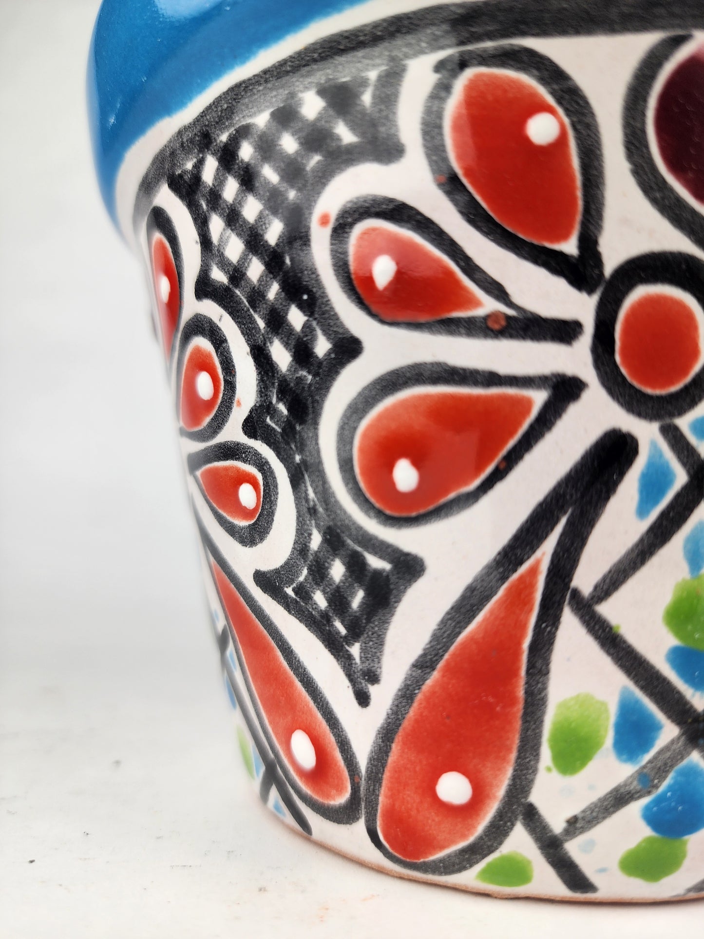 Blue Rim Talavera Ceramic Planter 6" | Decorative Flower Pot