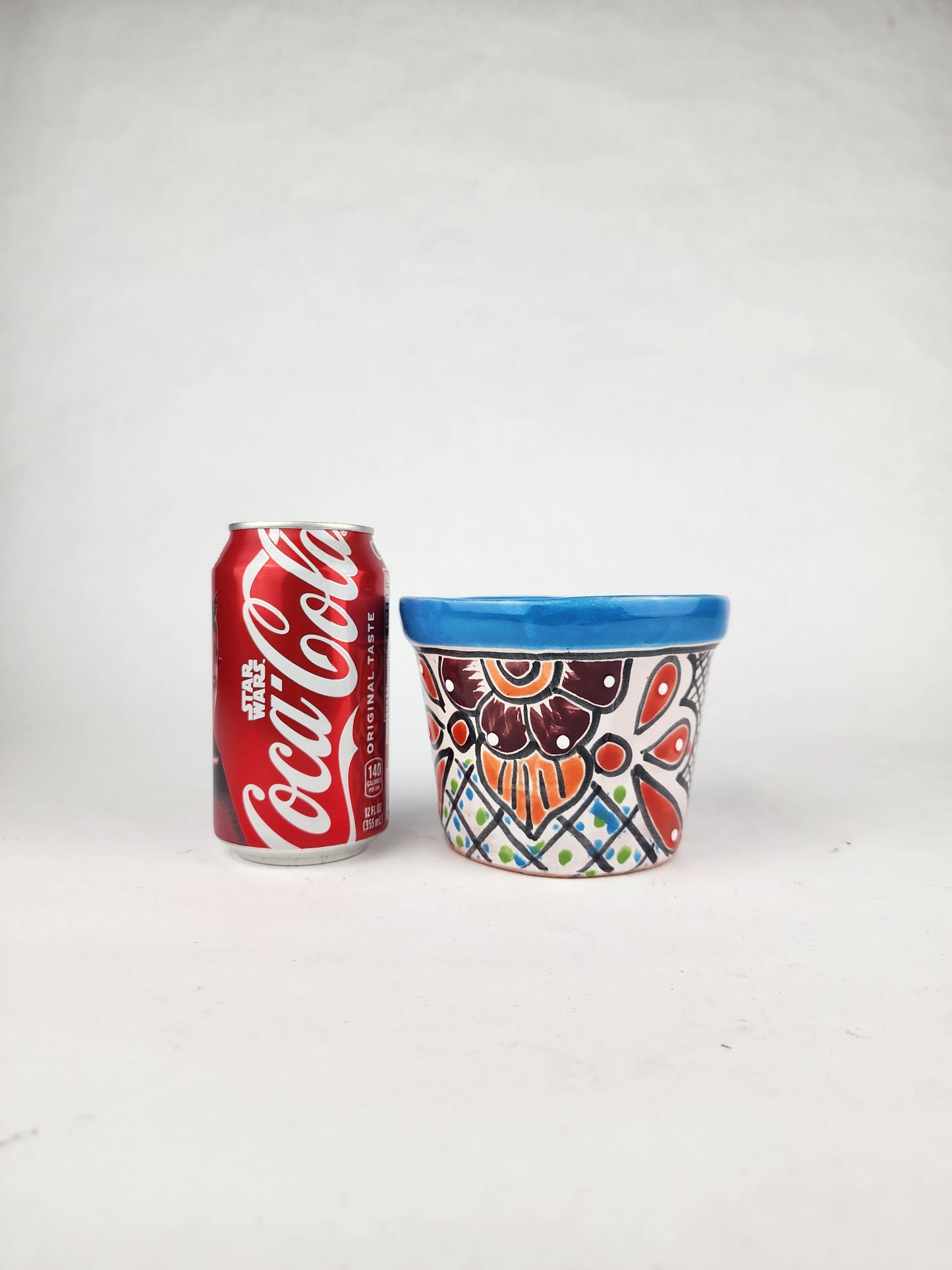 Blue Rim Talavera-Style Ceramic Planter 5" | Indoor Plant Pot