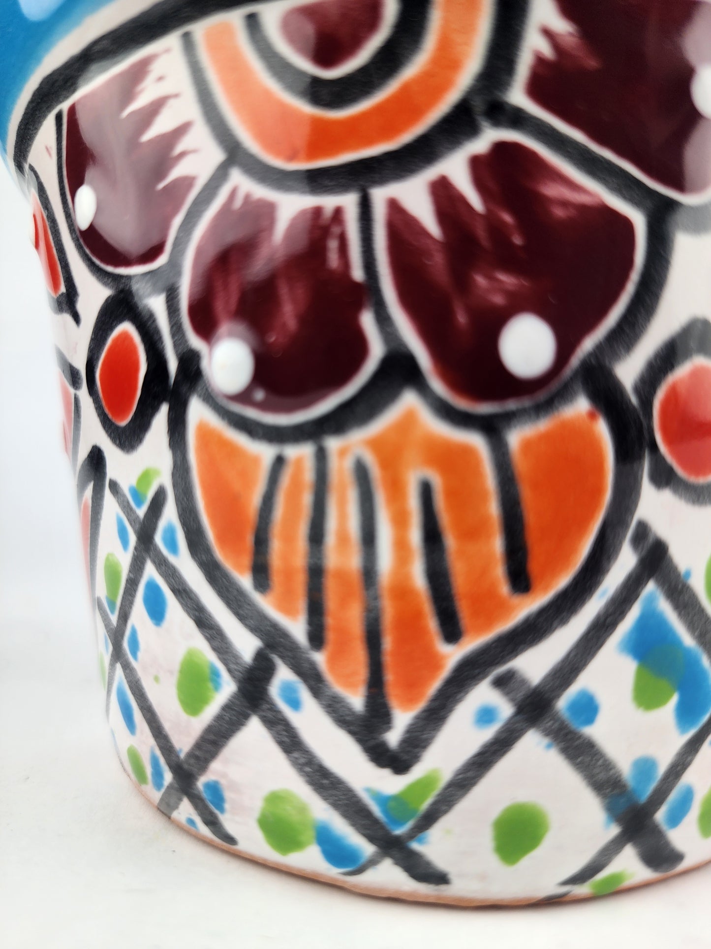 Blue Rim Talavera-Style Ceramic Planter 5" | Indoor Plant Pot
