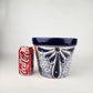 Blue Rim Talavera Ceramic Planter 8" | Statement Flower Pot