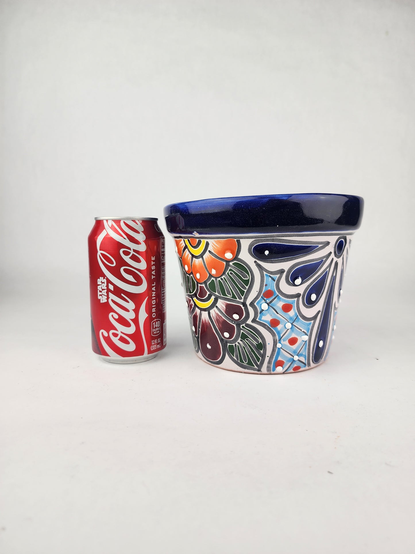 Blue Rim Talavera Ceramic Planter 7" | Garden Planter