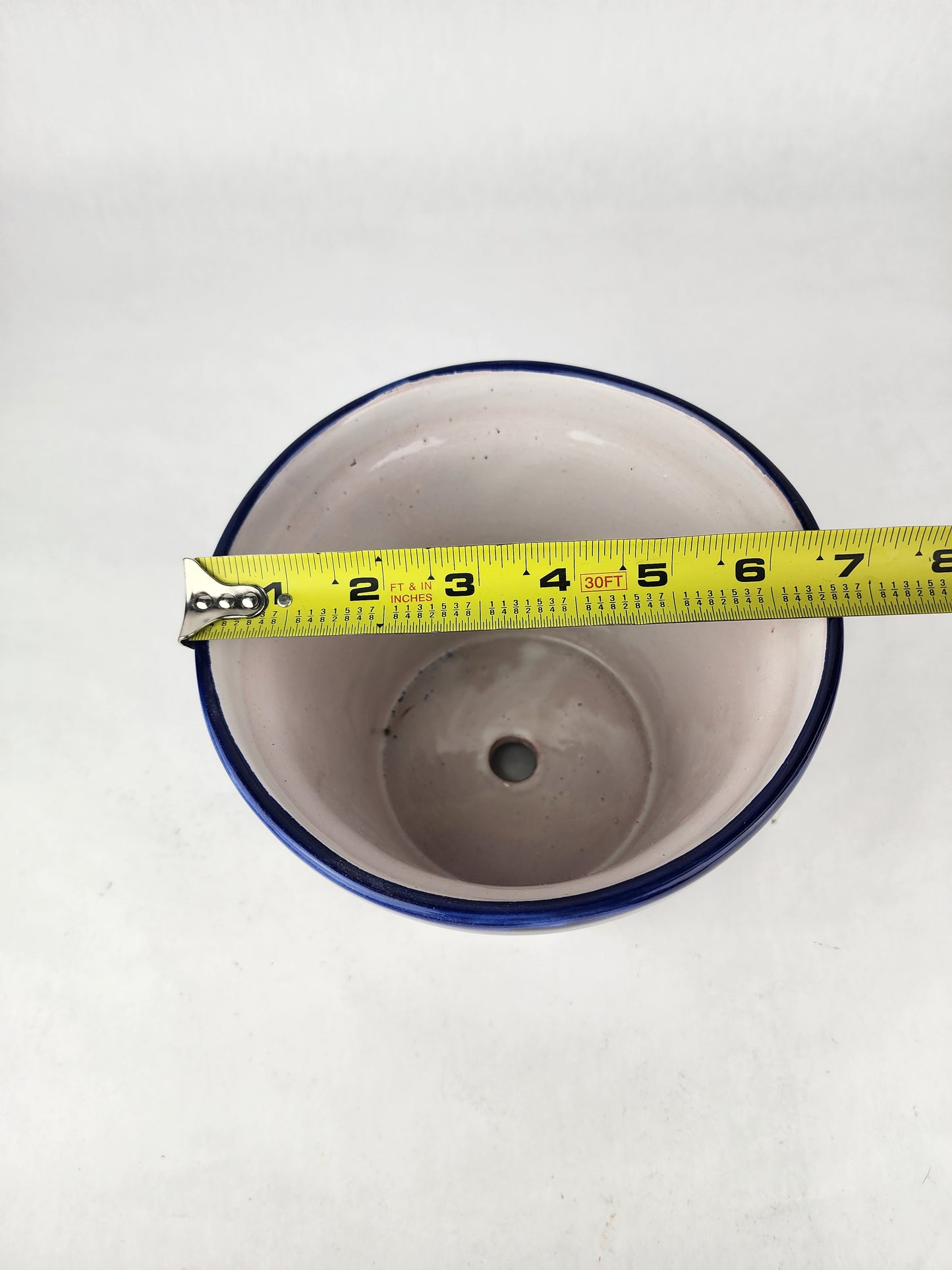Blue Rim Talavera Ceramic Planter 7" | Garden Planter