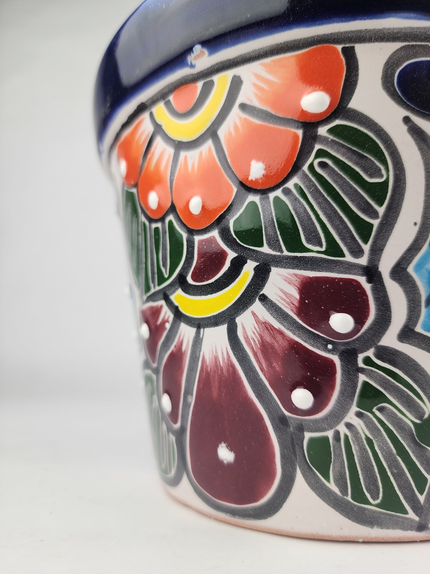 Blue Rim Talavera Ceramic Planter 7" | Garden Planter