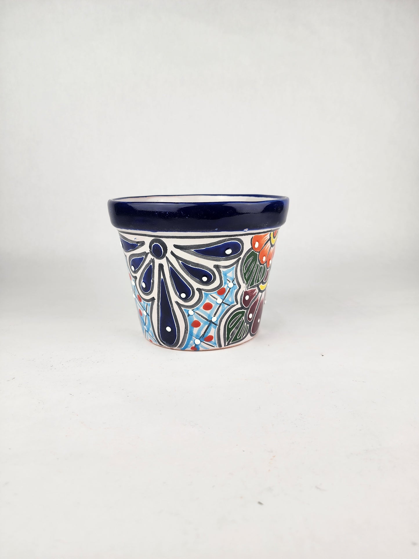 Blue Rim Talavera Ceramic Planter 7" | Garden Planter