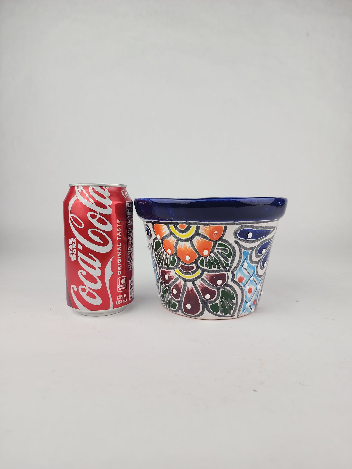 Blue Rim Talavera Ceramic Planter 6" | Decorative Flower Pot