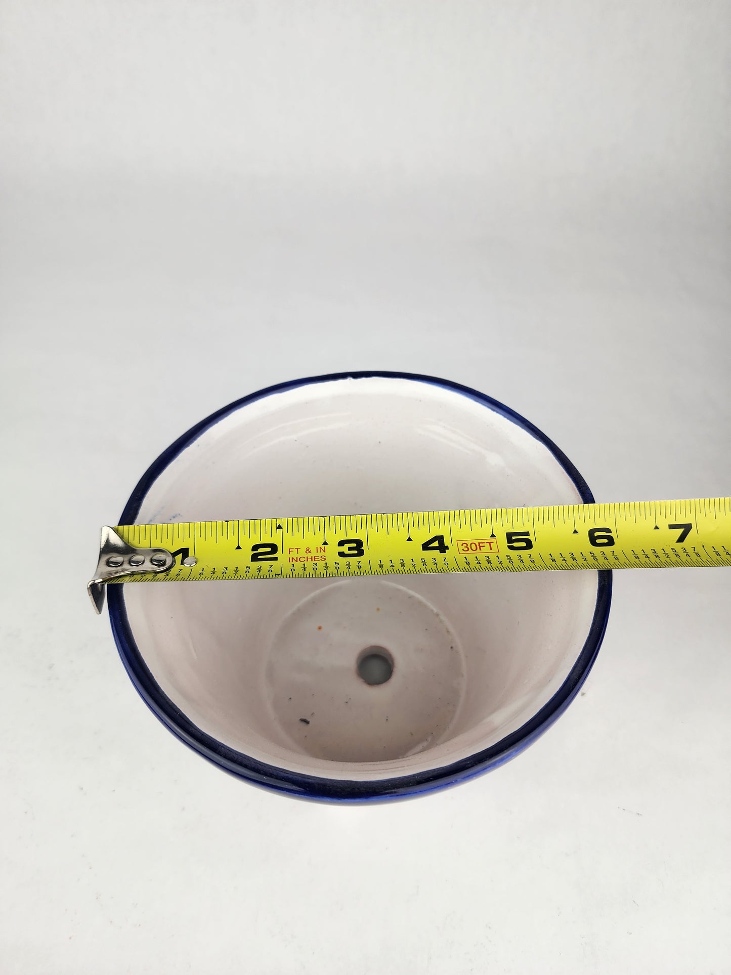 Blue Rim Talavera Ceramic Planter 6" | Decorative Flower Pot
