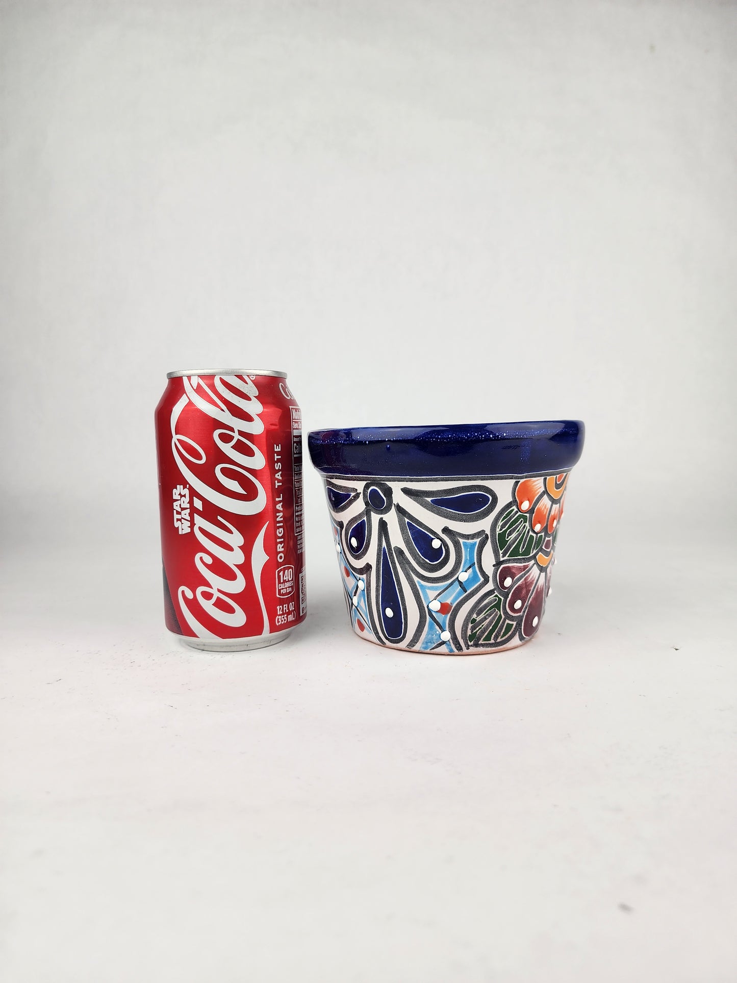 Blue Rim Talavera Ceramic Planter 5" | Decorative Flower Pot