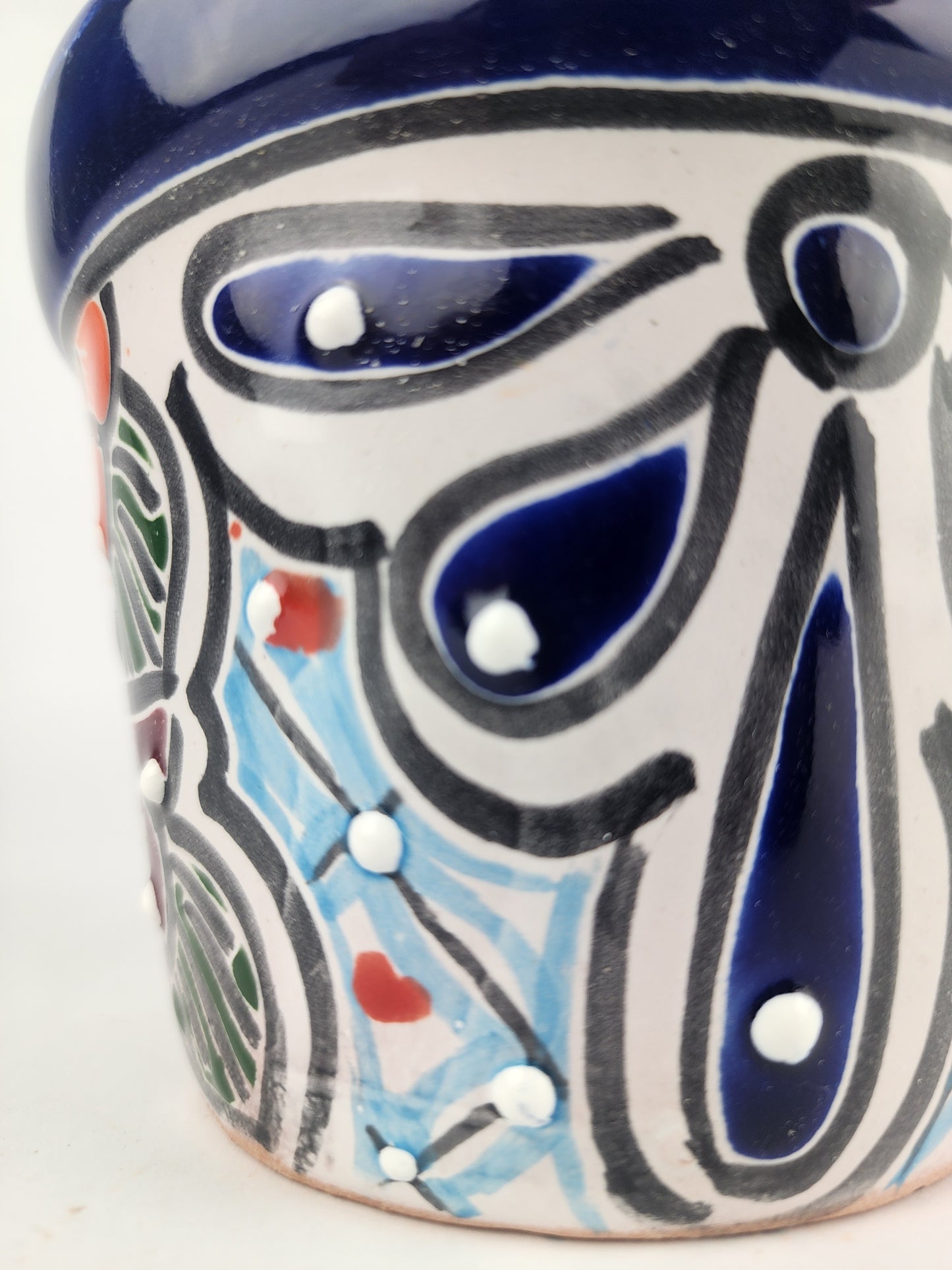 Blue Rim Talavera Ceramic Planter 5" | Decorative Flower Pot
