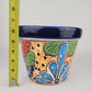 Blue Rim Talavera Ceramic Planter 8" | Large Decorative Flower Pot