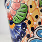 Blue Rim Talavera Ceramic Planter 8" | Large Decorative Flower Pot