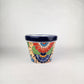 Blue Rim Talavera Ceramic Planter 8" | Large Decorative Flower Pot