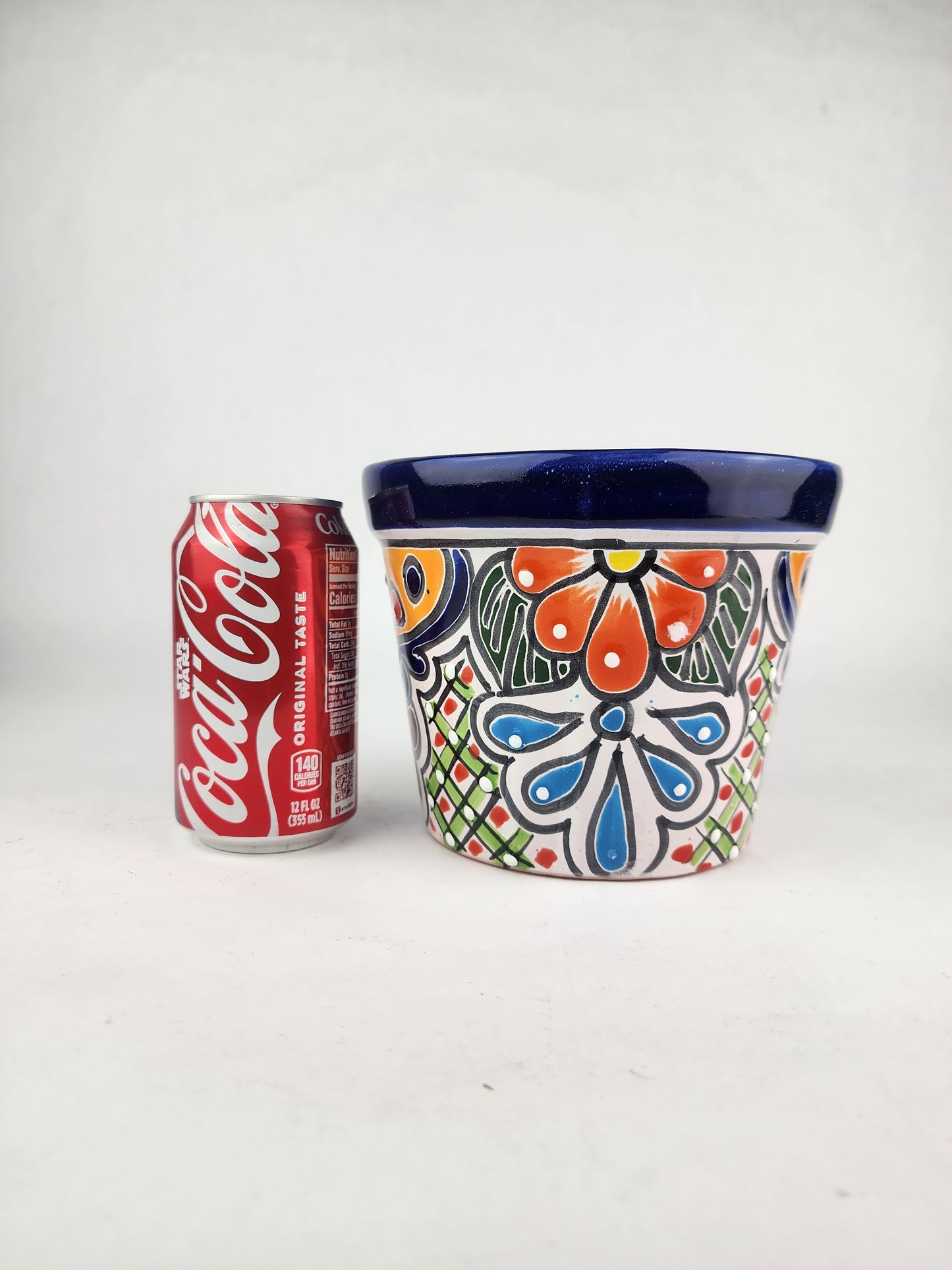 Blue Rim Talavera Ceramic Planter 7" | Indoor & Outdoor Planter