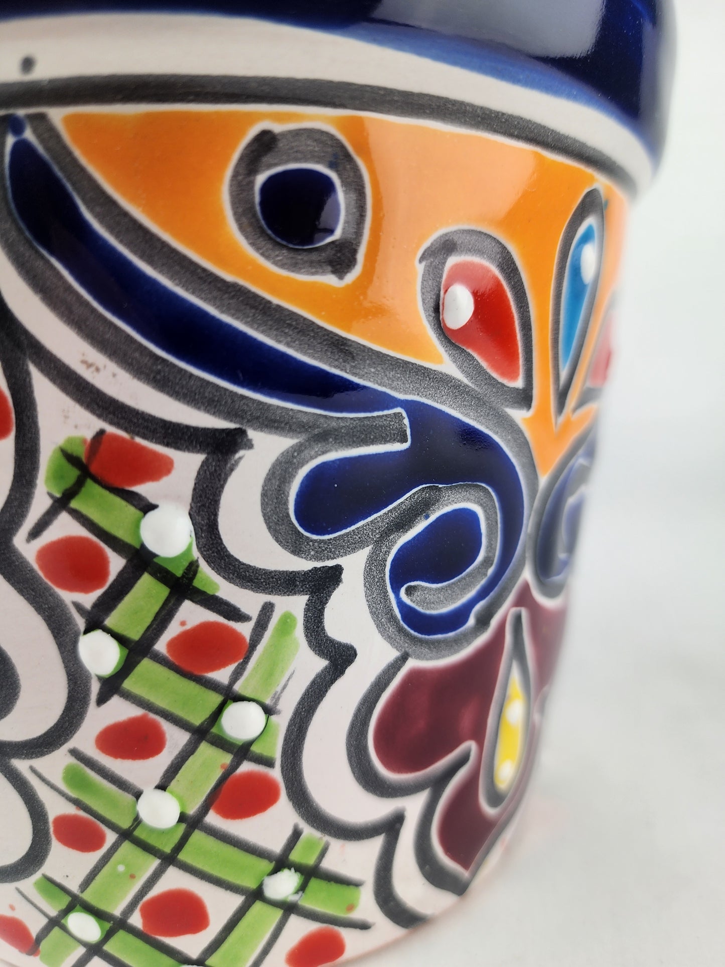 Blue Rim Talavera Ceramic Planter 7" | Indoor & Outdoor Planter
