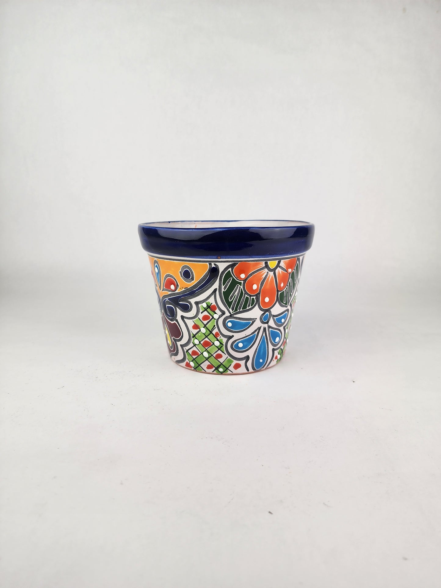 Blue Rim Talavera Ceramic Planter 7" | Indoor & Outdoor Planter