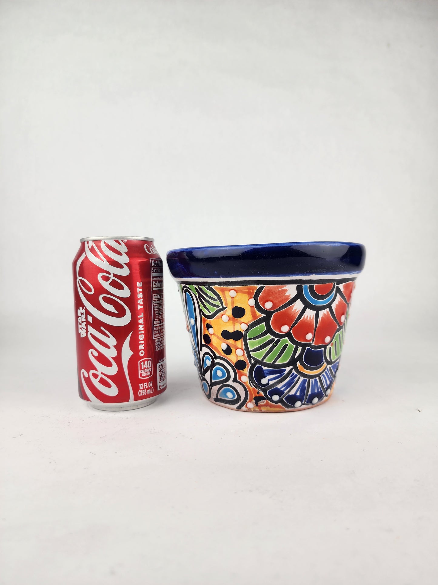 Blue Rim Talavera Ceramic Planter 6" | Decorative Flower Pot