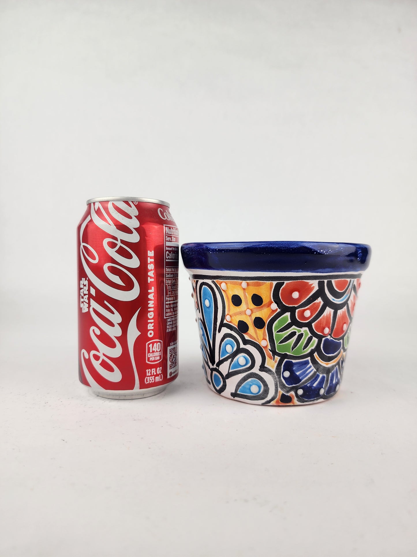 Blue Rim Talavera Ceramic Planter 5" | Succulent Planter