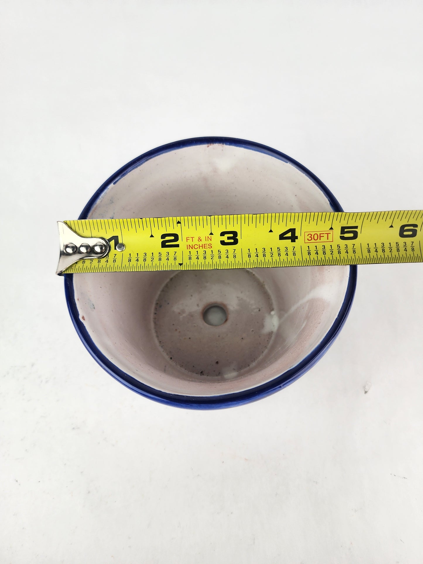 Blue Rim Talavera Ceramic Planter 5" | Succulent Planter
