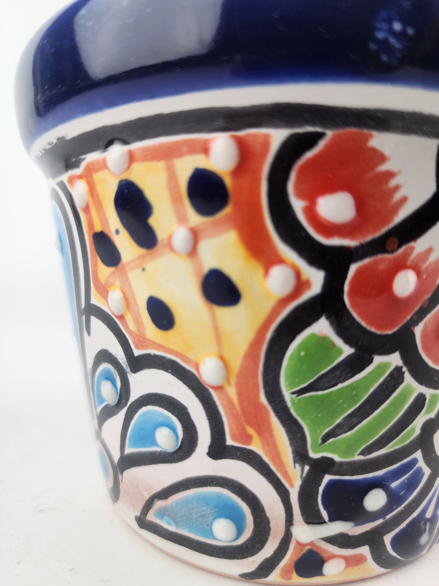 Blue Rim Talavera Ceramic Planter 5" | Succulent Planter