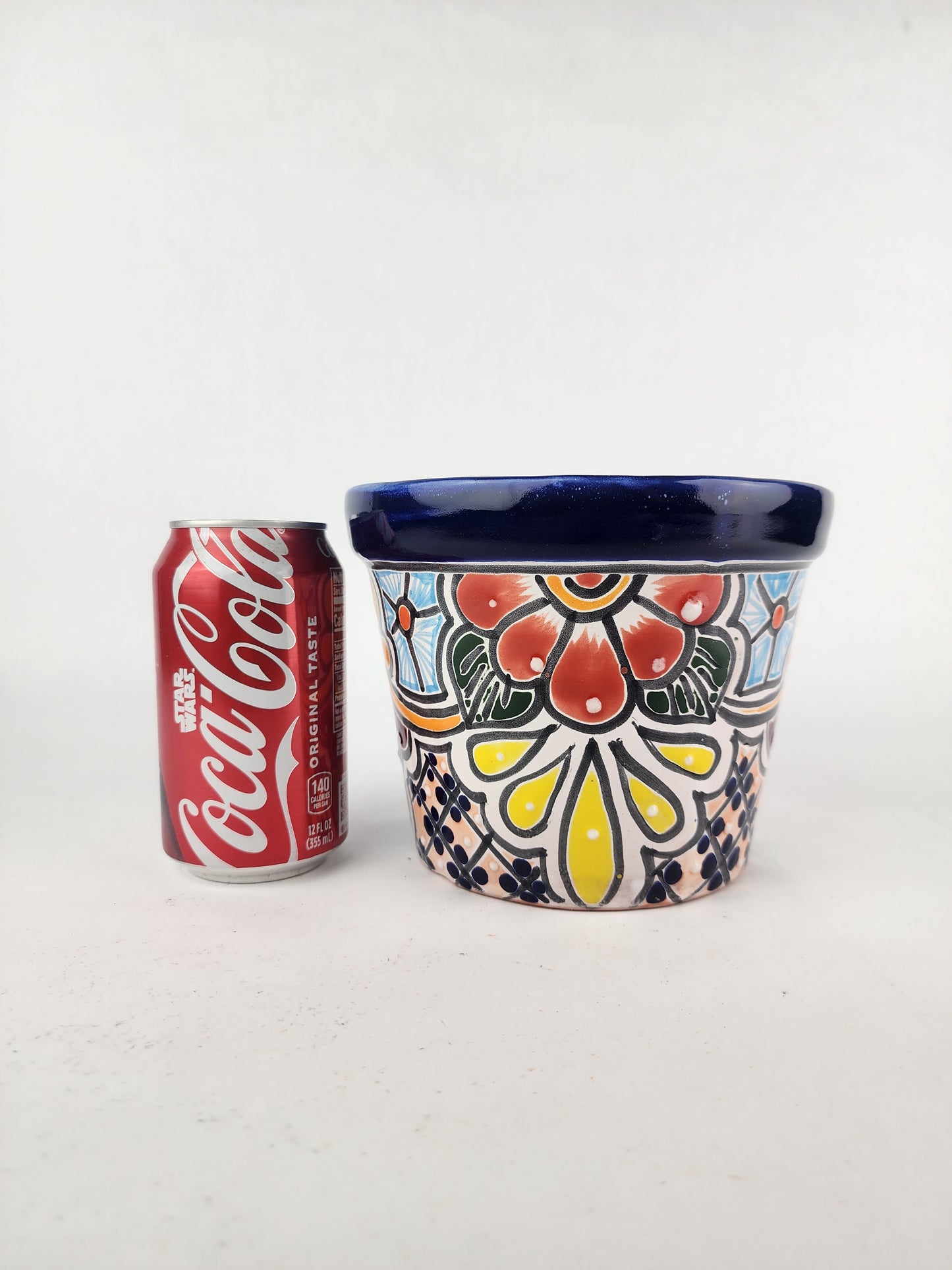 Blue Rim Talavera Ceramic Planter 7" | Indoor & Outdoor Planter