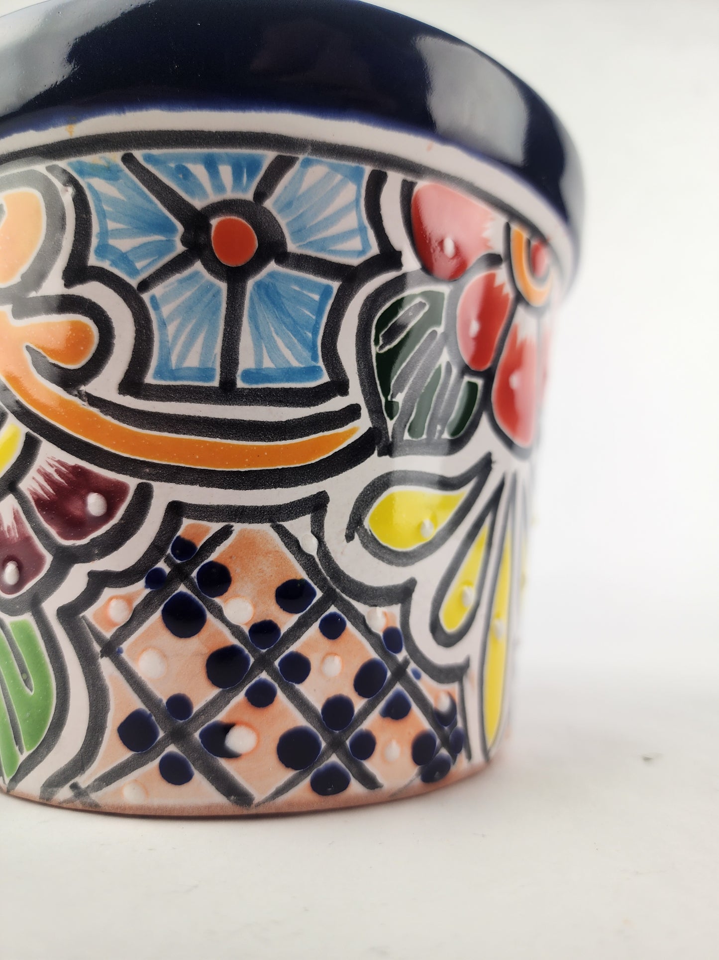 Blue Rim Talavera Ceramic Planter 7" | Indoor & Outdoor Planter