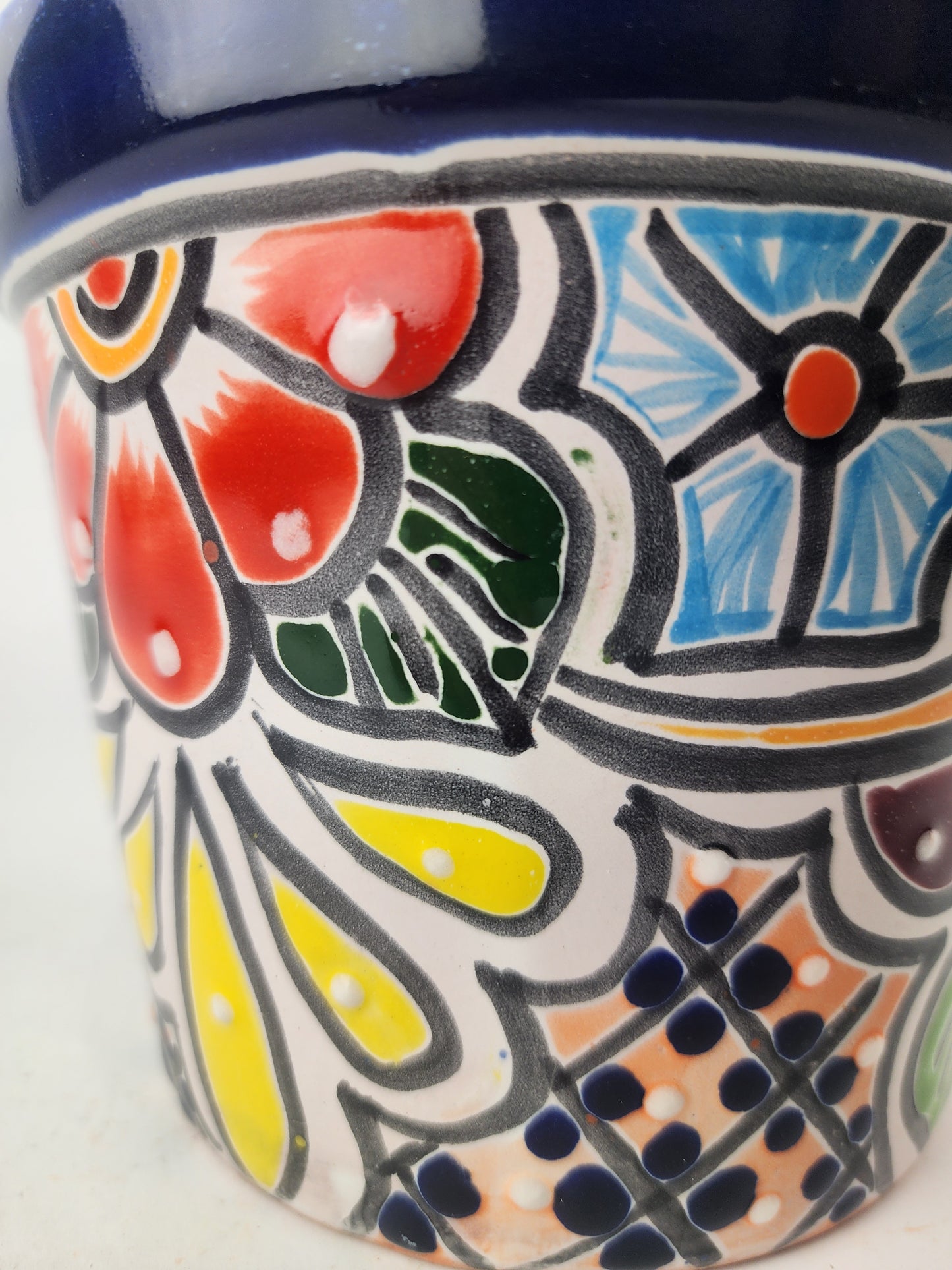 Blue Rim Talavera Ceramic Planter 7" | Indoor & Outdoor Planter