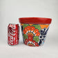 Red Rim Talavera-Style Ceramic Planter 8" | Statement Plant Pot