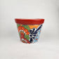 Red Rim Talavera-Style Ceramic Planter 8" | Statement Plant Pot