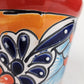 Red Rim Talavera-Style Ceramic Planter 6" | Floral Houseplant Pot