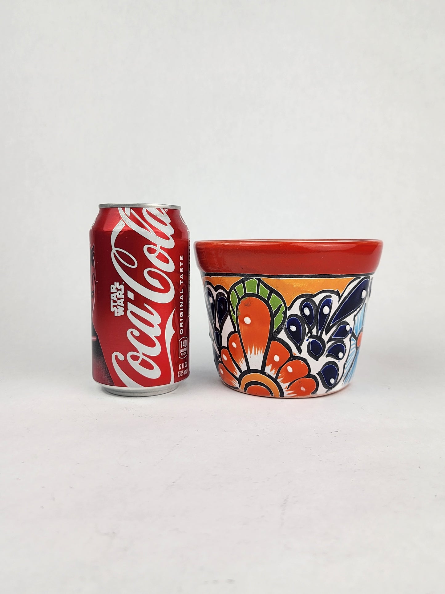 Red Rim Talavera-Style Ceramic Planter 5" | Small Indoor Plant Pot