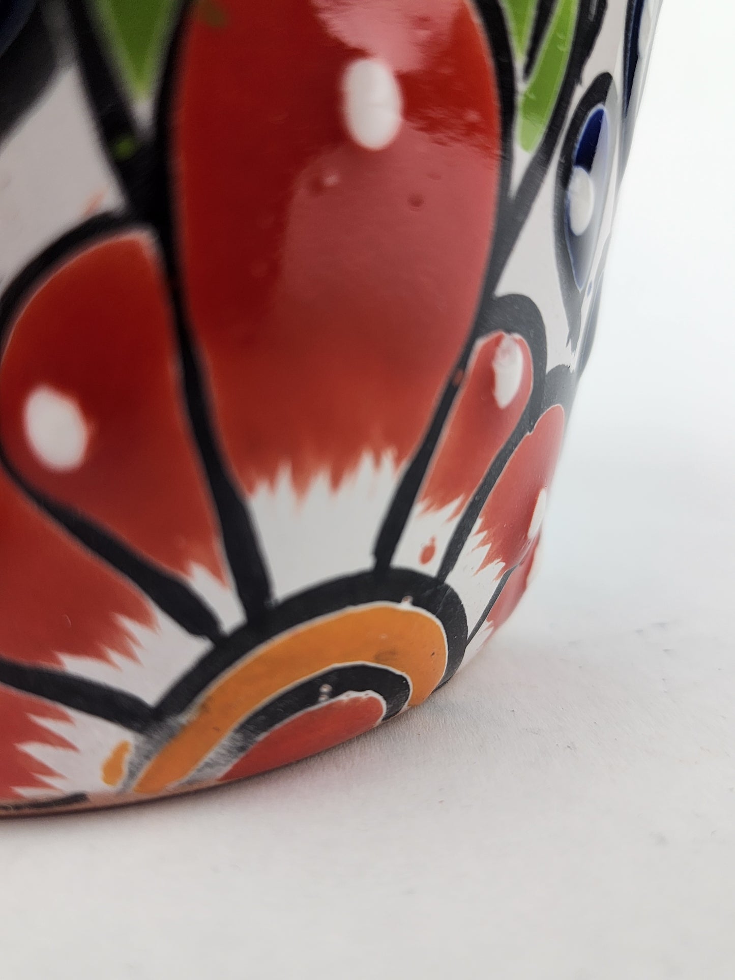 Red Rim Talavera-Style Ceramic Planter 5" | Small Indoor Plant Pot