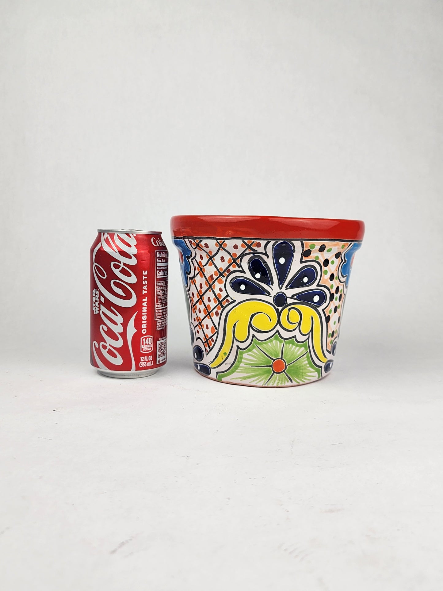 Red Rim Talavera-Style Ceramic Planter 7" | Indoor Plant Pot