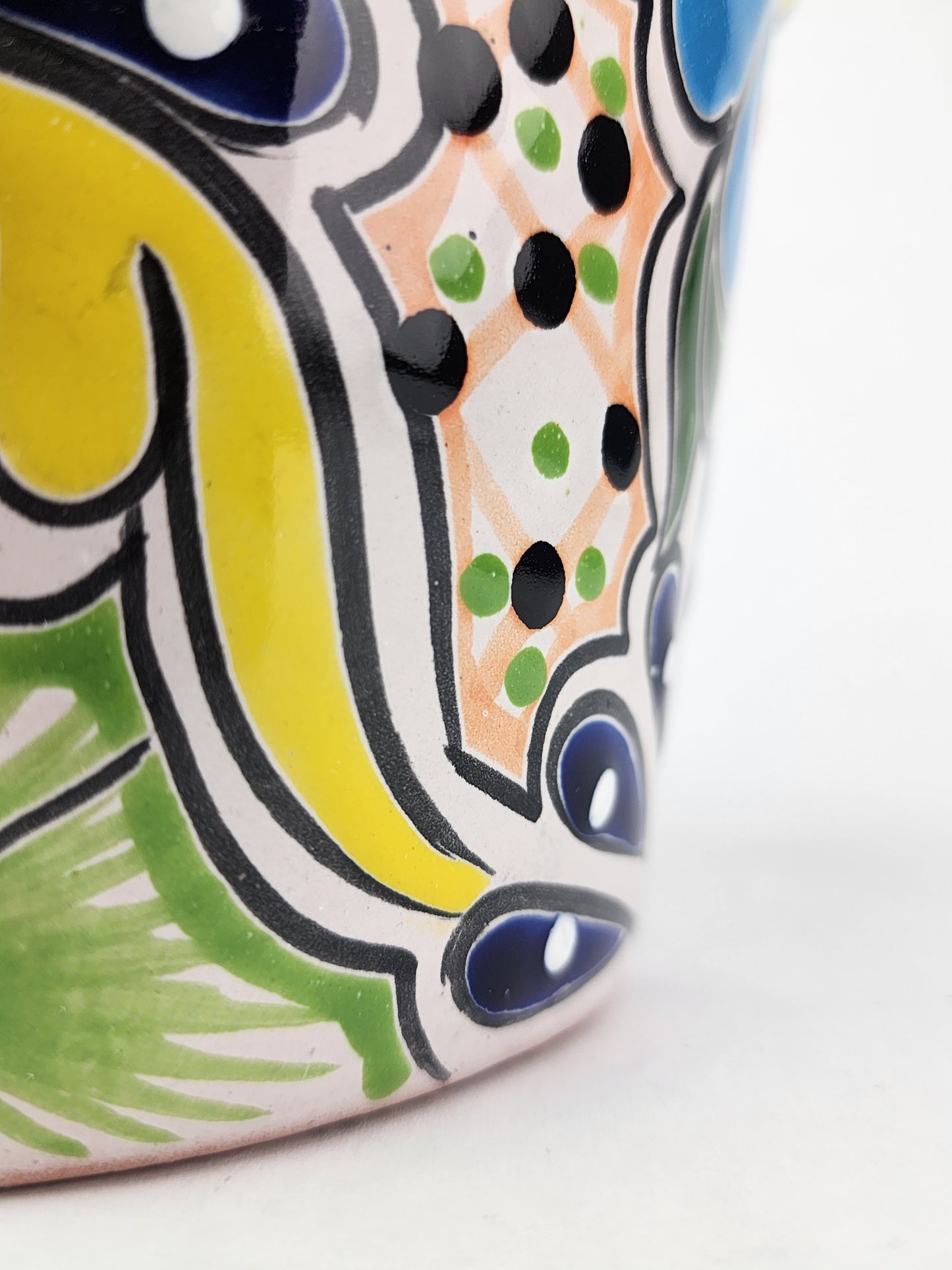 Red Rim Talavera-Style Ceramic Planter 7" | Indoor Plant Pot