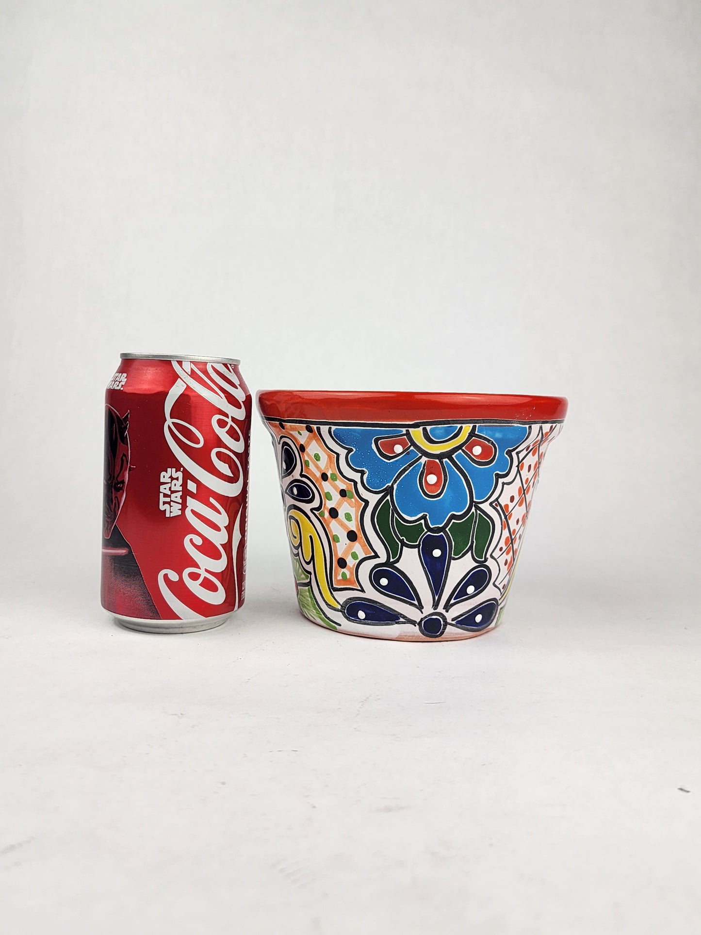 Red Rim Talavera-Style Ceramic Planter 6" | Indoor Plant Pot