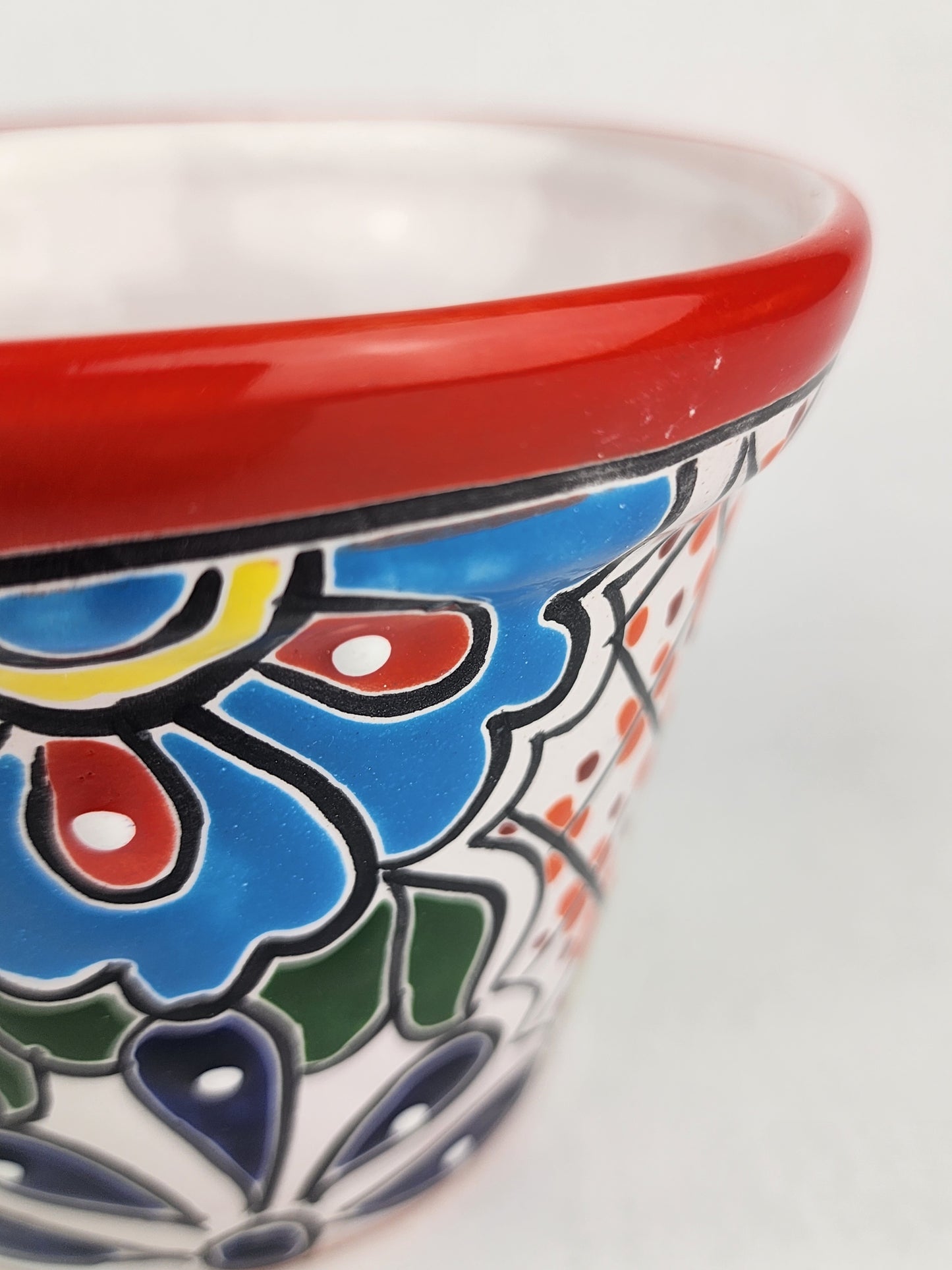 Red Rim Talavera-Style Ceramic Planter 6" | Indoor Plant Pot