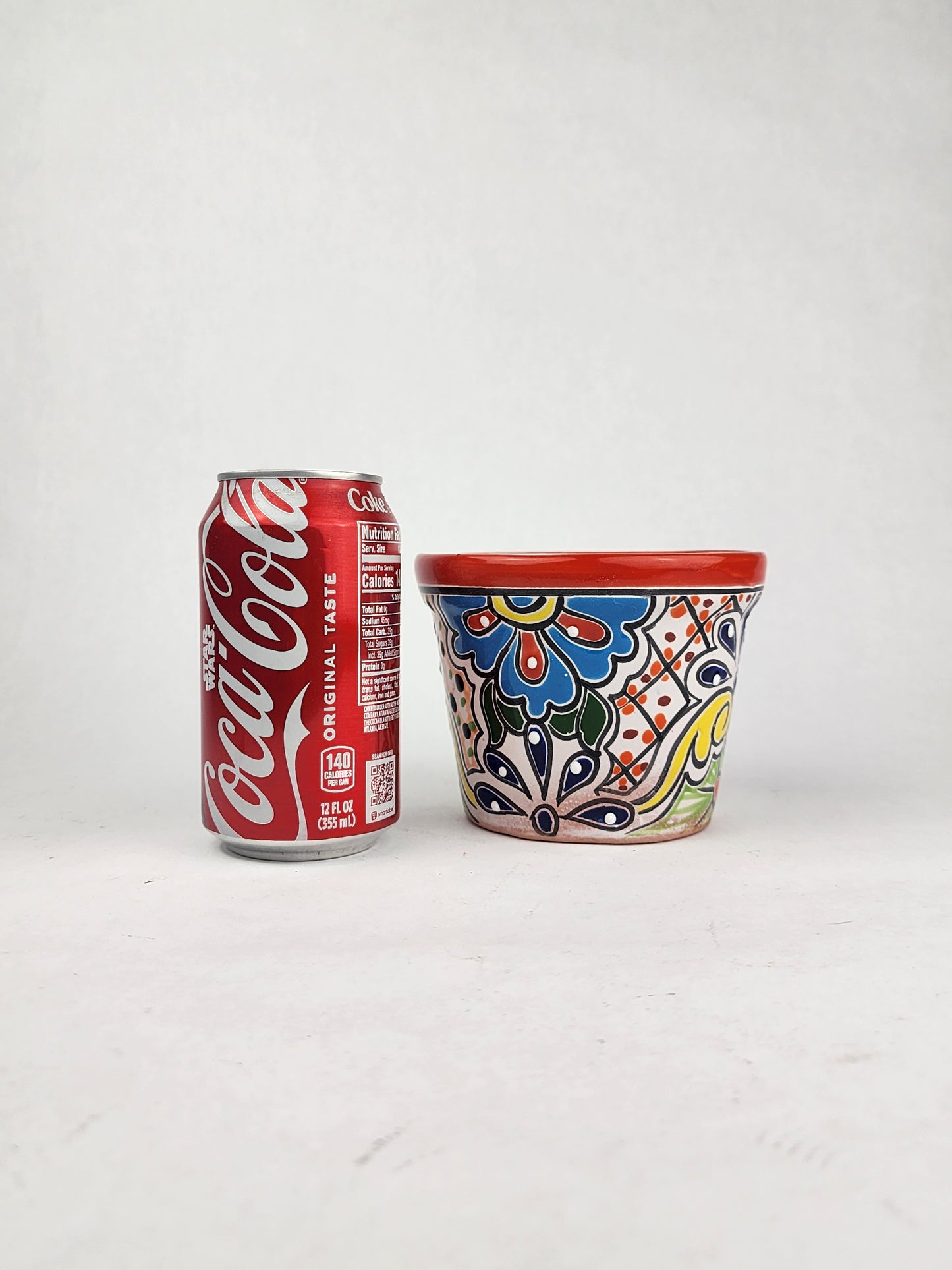 Red Rim Talavera-Style Ceramic Planter 5" | Succulent Plant Pot