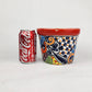 Red Rim Talavera-Style Ceramic Planter 7" | Succulent Plant Pot