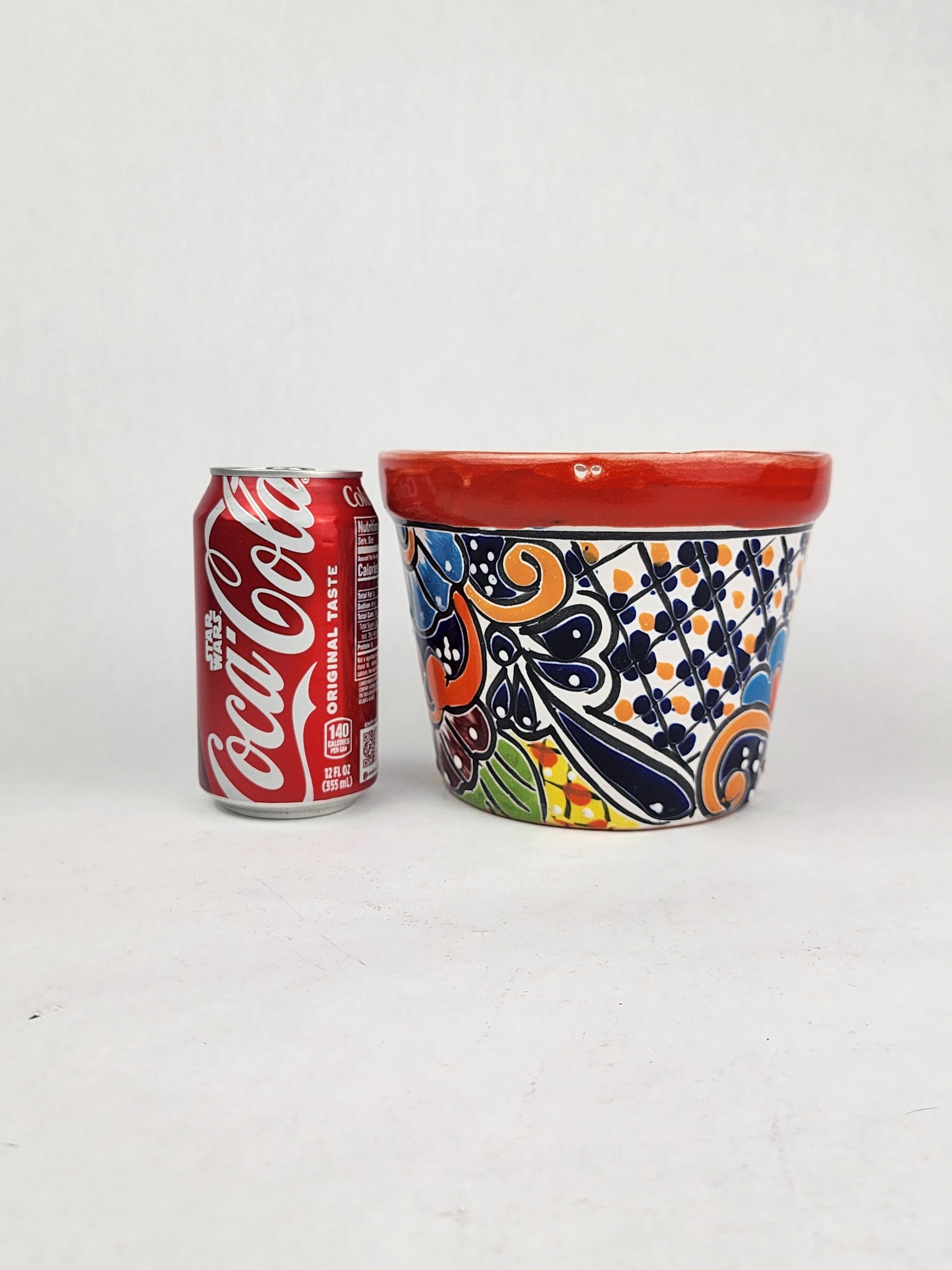 Red Rim Talavera-Style Ceramic Planter 7" | Succulent Plant Pot