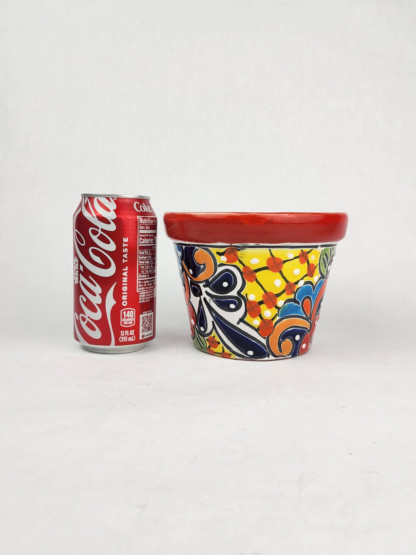 Red Rim Talavera-Style Ceramic Planter 6" | Succulent Plant Pot