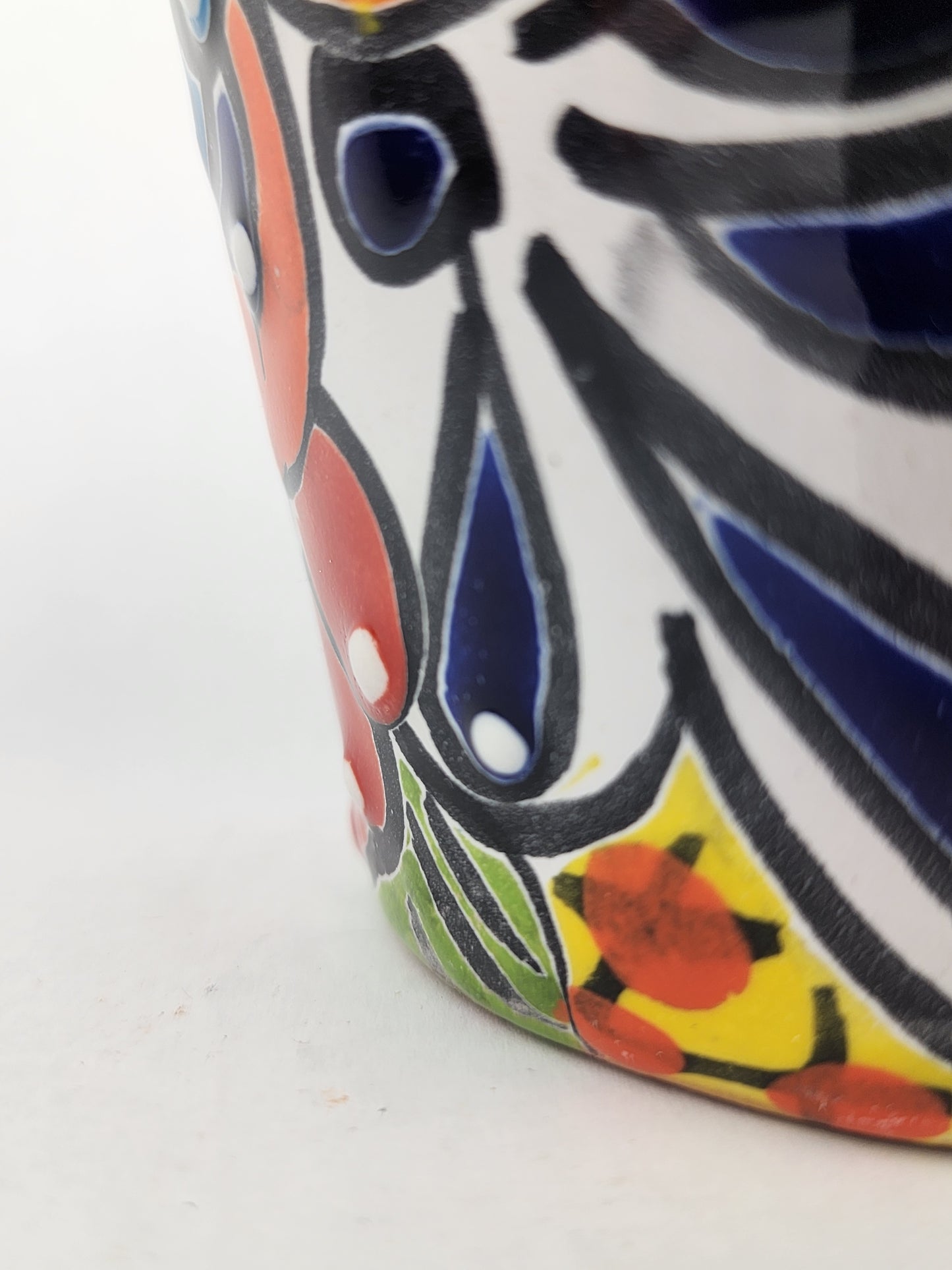Red Rim Talavera-Style Ceramic Planter 6" | Succulent Plant Pot
