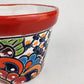 Red Rim Talavera-Style Ceramic Planter 6" | Succulent Plant Pot