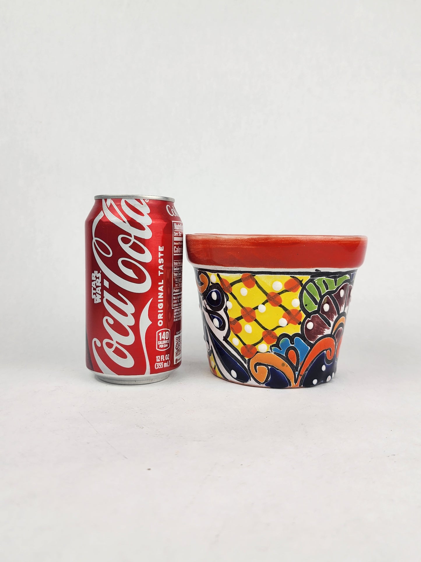 Red Rim Talavera-Style Ceramic Planter 5" | Succulent Plant Pot