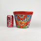 Red Rim Talavera-Style Ceramic Planter 8" | Floral Houseplant Pot