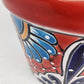 Red Rim Talavera-Style Ceramic Planter 8" | Floral Houseplant Pot