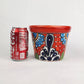 Red Rim Talavera-Style Ceramic Planter 7" | Decorative Flower Pot