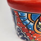 Red Rim Talavera-Style Ceramic Planter 7" | Decorative Flower Pot
