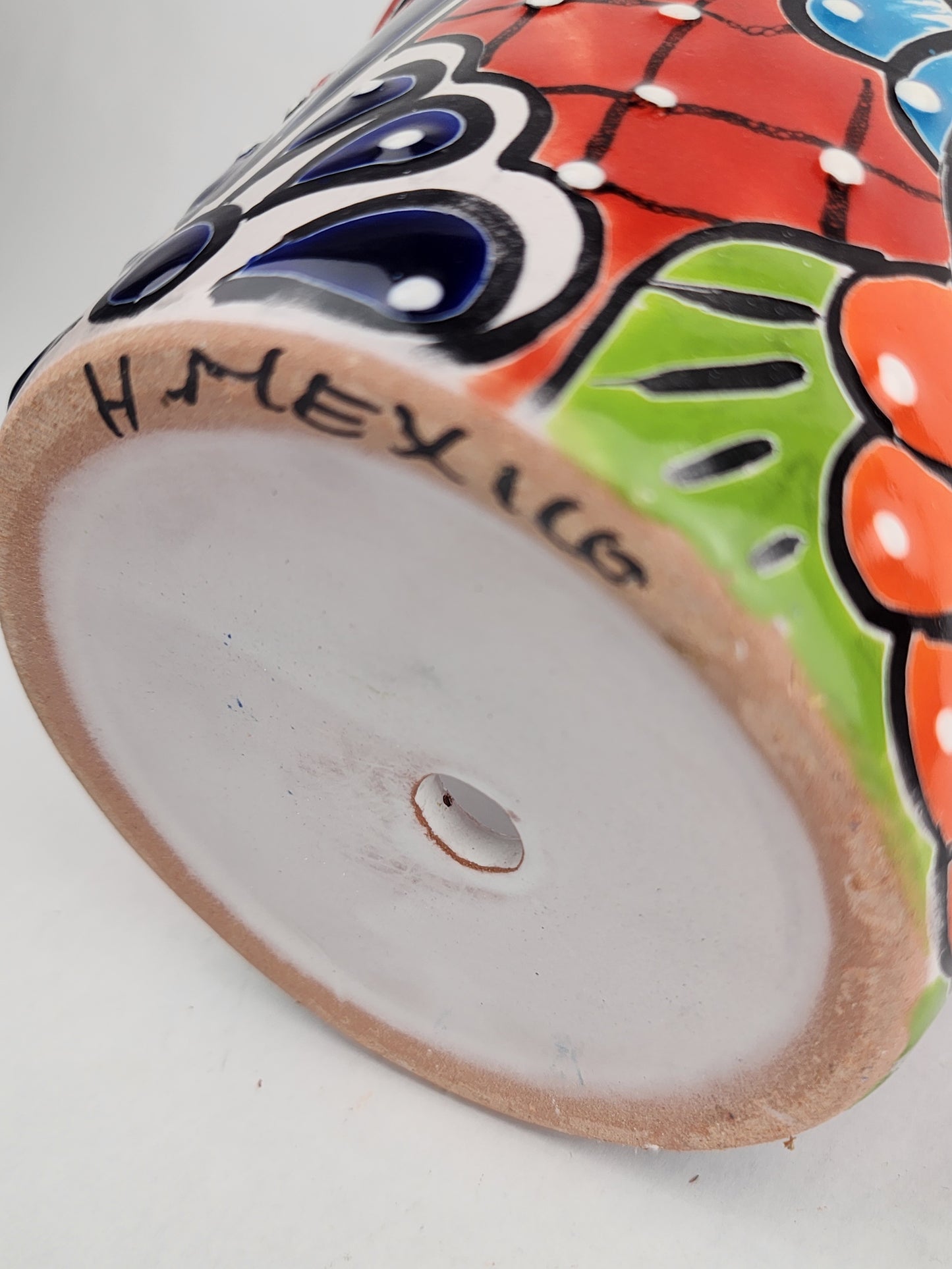 Red Rim Talavera-Style Ceramic Planter 7" | Decorative Flower Pot