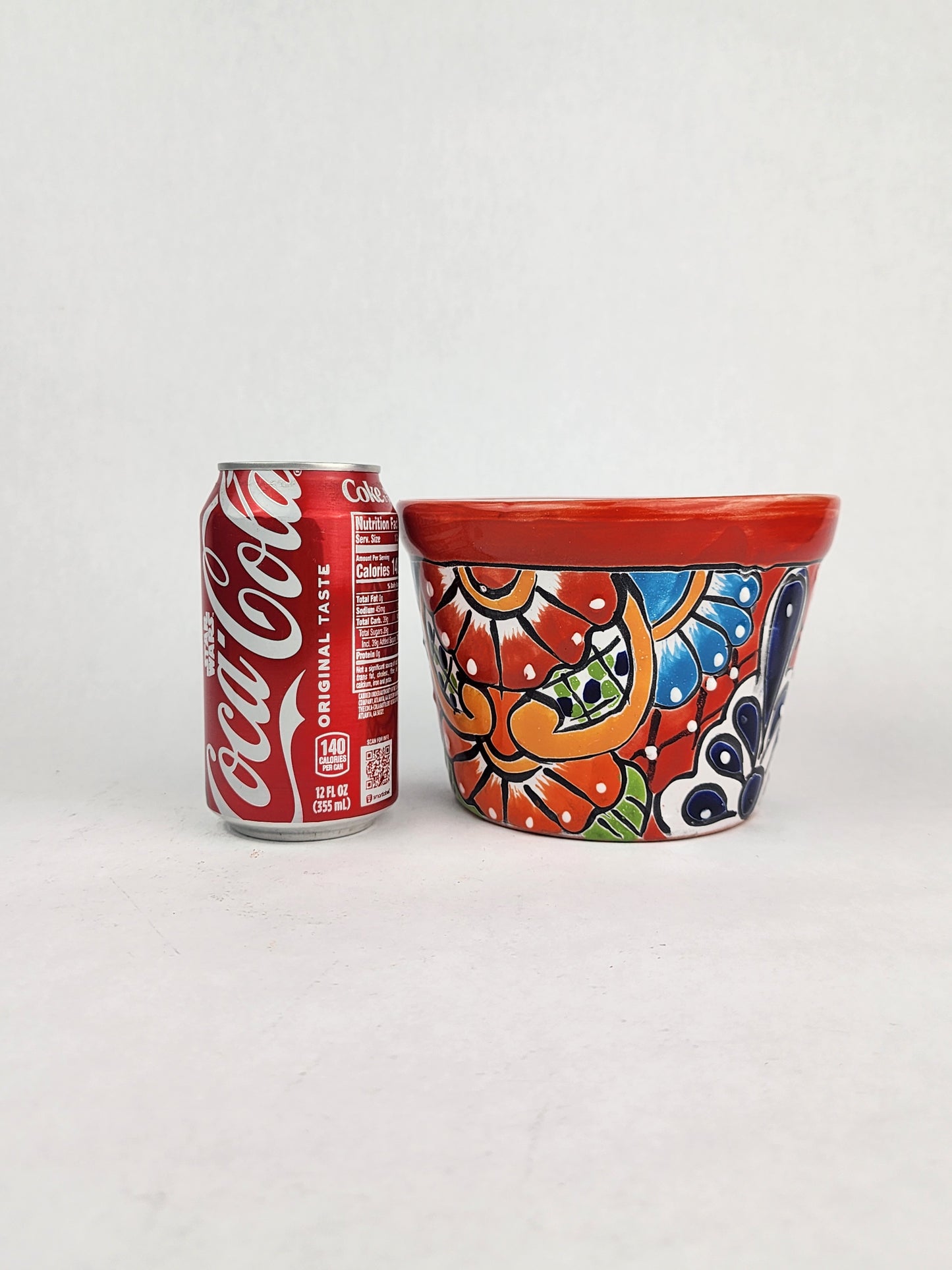 Red Rim Talavera-Style Ceramic Planter 6" | Decorative Flower Pot