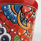 Red Rim Talavera-Style Ceramic Planter 6" | Decorative Flower Pot