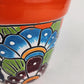 Red Orange Rim Talavera-Style Ceramic Planter 8" | Statement Plant Pot
