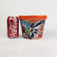 Red Orange Rim Talavera-Style Ceramic Planter 7" | Indoor Plant Pot